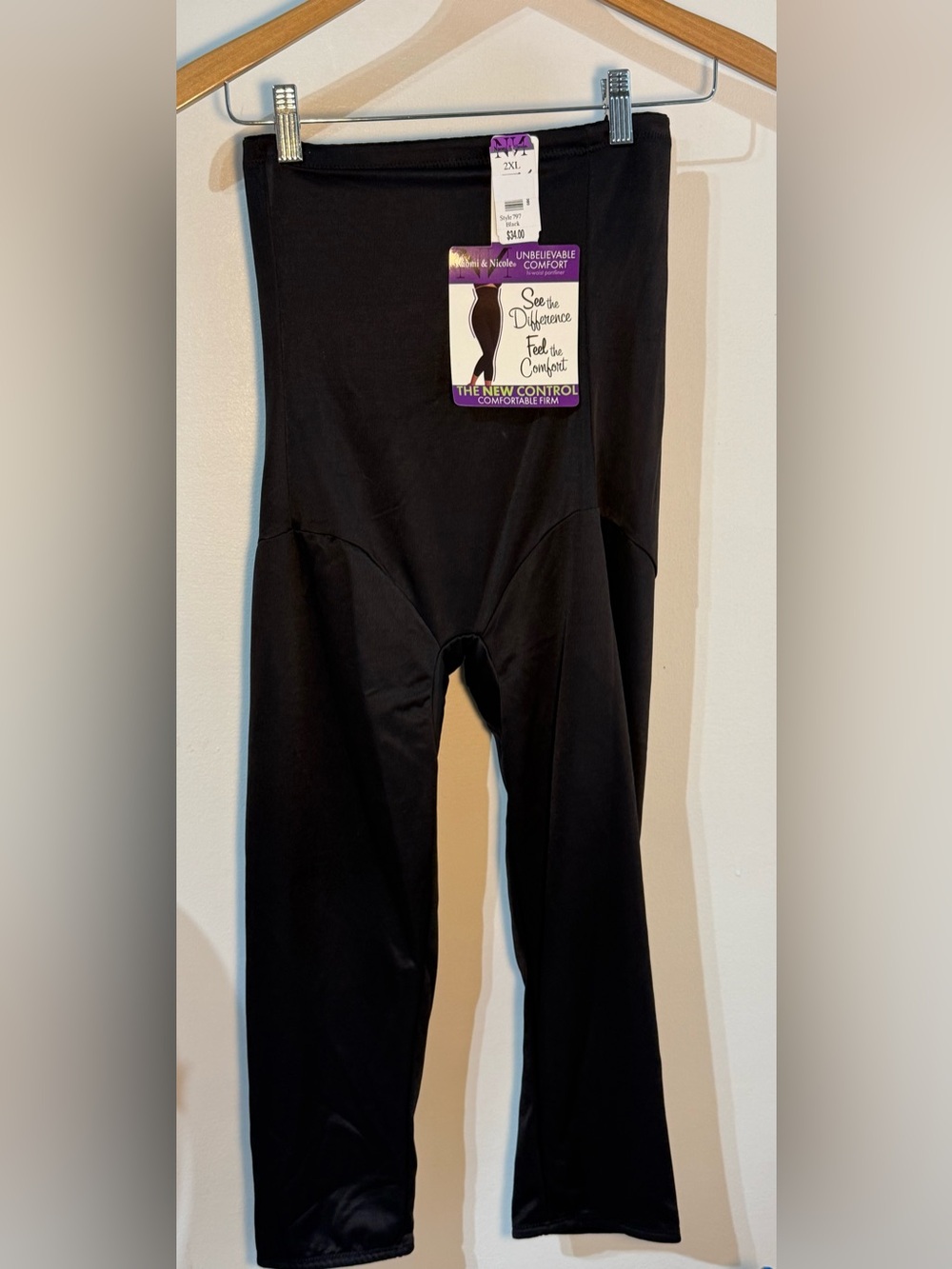 Naomi & Nicole Black Shapewear Leggings - Control Fit hi waist pantliner 2XL